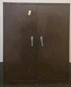 Heavy Duty Metal Storage Cabinet, Double Door, Brown, Approx 37x31x17 Locking Handles