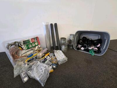 Mixed Lot of Plumbing & HVAC Supplies &ndash; Pipes, Fittings, Quick Strap 50P Kits, & More
