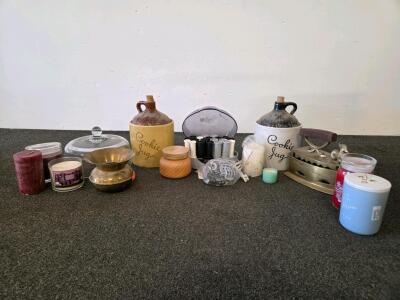 Vintage Cookie Jugs, Remington Heated Rollers (Tested), Brass Iron, Glass Dome, Candle Lot - 15+ Items