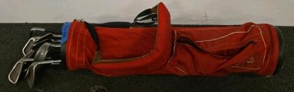 Mixed Golf Club Iron Set with 8 Clubs, Steel Shafts, Red "Sports" Carry Bag