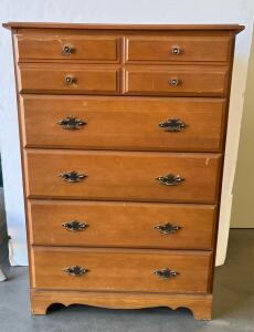 5-Drawer Wooden Chest of Drawers, Medium Brown, Traditional, Brass Hardware, 32"x17"x46"