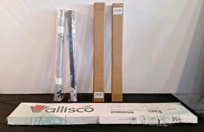 (1) 36-Piece Pack Of 6" x 36" PVC Self-Adhesive VinalFlooring, (1) 24" Single Door Track, (1) ) 24" Double Door Track & (2) 24" x 24" Decorative Magnetic Panels, In FN-G