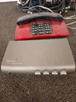 Mixed Lot: GE and Retro Desk Phones, Pierre Cardin AM/FM Clock Radio, Recoton S-Video Switch - 6