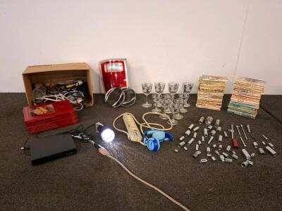 Estate Lot: 36+ Vintage Western Paperbacks, Tools, LED Light, Auto Tail Light, Glassware