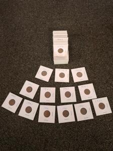 1941 Lincoln Wheat Cent 1&cent; Coins (14+) Copper, Circulated, Assorted Mint Marks, in Flip Holders