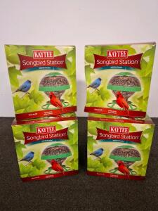 4 Kaytee Songbird Station Wild Bird Feeder, Holds 4 lbs, Green/Clear