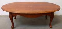Queen Anne Style Table Set &ndash; Oval Coffee Table & 2 Round End Tables, Solid Wood, Brown - 2