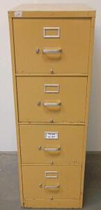 4-Drawer Vertical Metal Filing Cabinet, Yellow/Beige, Central Locking, Anti-Tilt System 52"x27"x18"