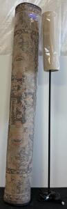 Avenue 33 Icon Area Rug 5'3"x7' Blue Medallion + Marble Base Fabric Floor Lamp