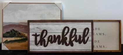 Threshold Framed Handpainted Canvas Wall Art Set, 3-Piece Mixed Media, Made in China