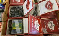 Large Mixed Lot of Nails, Screws, Rivets &ndash; Sterling, Grip-Rite, Arrow, Repurposed Boxes - 2