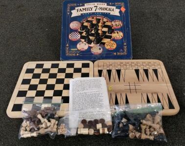 Cardinal Solid Wood Family 7+ Mancala Game Center &ndash; 8 Classic Games in Collectible Tin