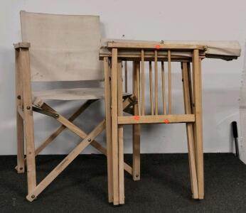 Pair of Folding Wooden Director's Chairs with Canvas Seats and Backs (a)
