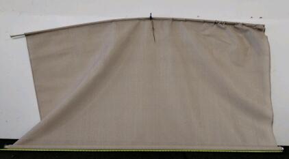 94.5" Wide Beige Outdoor Retractable Roller Shade, PVC Mesh, Manual Pull, 8 ft Drop