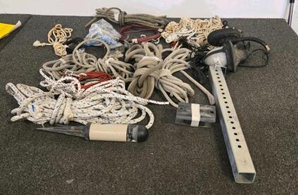Marine Dock Line & Hardware Lot - 12+ Nylon/Poly Rope Sections, Aluminum Pole, Marlinspike