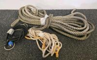Marine Dock Line & Hardware Lot - 12+ Nylon/Poly Rope Sections, Aluminum Pole, Marlinspike - 2
