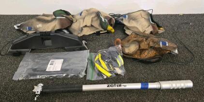 Mixed Outdoor Gear Lot: Inflatable Duck Decoys, Zefal HP Pump, Yakima Strap, Utility Straps