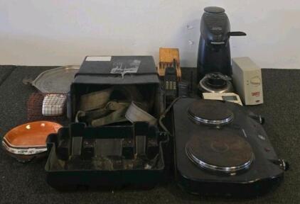 Assorted Household and Kitchen Items Lot with Electronics and Accessories (shelf b)