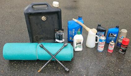 Automotive Oil, Lubricant & Tool Lot &ndash; Chevron, Valvoline, Castrol, NAPA, CRC, Drain Pan, Tools