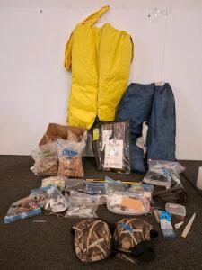 Wenzel Ontario 15x13 Screen House, SOSpenders Inflatable PFD, Camo Knee Pads, yellow snow panst, Gear Lot. hardware and more