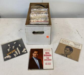 Boxed Collection of ~40 Vintage 45 RPM Singles, Elvis, Neil Sedaka, Dave Clark 5, RCA Victor, 1960s