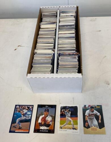 Large Baseball Card Lot 1200+ Cards, 1990s&ndash;2000s, Topps Score Pinnacle, 2-Row Storage Box