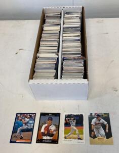 Large Baseball Card Lot 1200+ Cards, 1990s&ndash;2000s, Topps Score Pinnacle, 2-Row Storage Box
