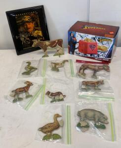 Superman Two Slice Toaster, Dale Earnhardt Wall Clock, Vintage<br/> Farm Animals Set
