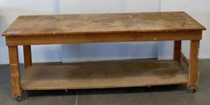 72" x 36" Rolling Wooden Workbench with Lower Shelf and Casters