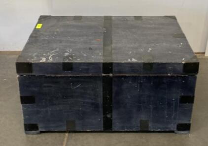 Black Road Case Trunk, 36"x24"x20", Laminated Wood, Metal Reinforced Corners, 2 Handles, No Casters
