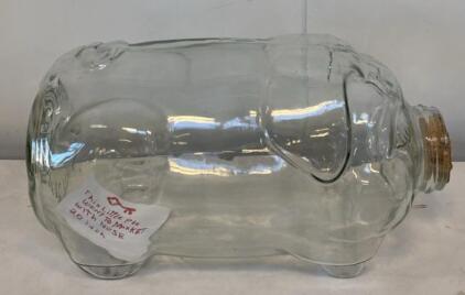 Libbey Glass "This Little Pig Went To Market" 5-Gallon Piggy Bank Jar with Cork Stopper