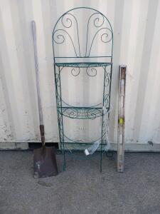 48" Aluminum Spirit Level, Metal 3-Tier Corner Plant Shelf, Heavy Duty Square Shovel, Vintage Garden Tools