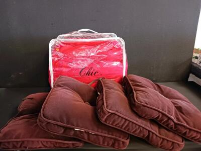 Chic Home Red Shaggy Comforter Set with 4 Brown Seat Cushions &ndash; Microfiber, 3-Piece Queen