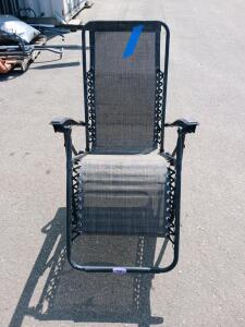 Outdoor Zero Gravity Reclining Lounge Chair, Black Frame, Gray Mesh, Foldable, Serial 1595