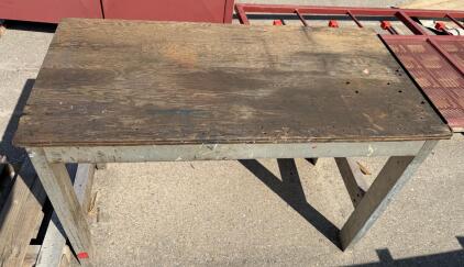 Industrial Workbench, Steel Frame, Plywood Top, Approx. 60"x30"x36", Heavy Wear