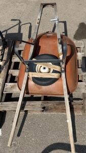 Steel Wheelbarrow, Single Pneumatic Tire, Wood Handles, 6 cu ft Capacity, Needs Assembly