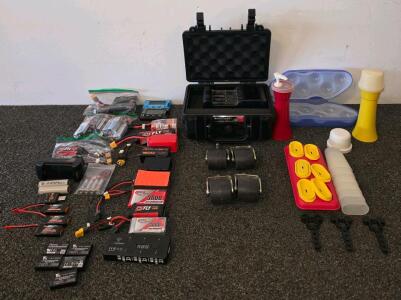 FPV Drone Battery & Charger Bundle w/ AR Drone 2.0, Tattu 1300mAh, Wheels, Hard Case, Accessories (Shelf G)
