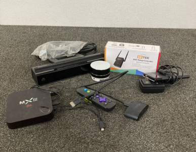 XBOX Camera, Bluetooth Speaker, Wifi Range Extender, and Assorted Electronics