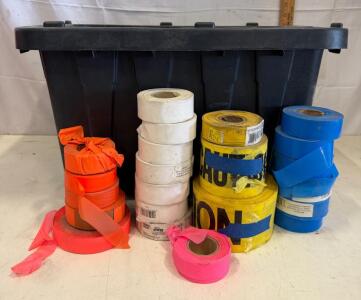 Assorted Survey and Barricade Tapes &ndash; 20 Rolls with Storage Tote