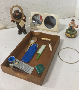 Clown Doll, Vintage Mirror&rsquo;s, Vintage Door Stopper Alarm Coin Purses & Music Box Clown