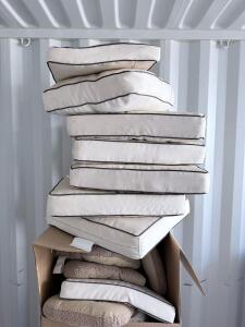 Set of Square Outdoor Chair Cushions, Beige with Piping, 18"x18"x4"