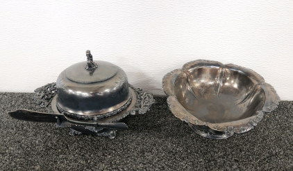 Silver Butter Dish & Dish