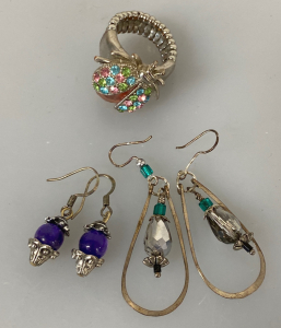 (2) Pairs of Earrings and Lady Bug Ring