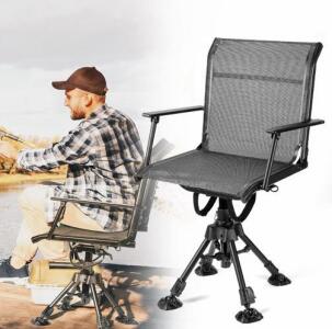 Kemimoto 360&deg; Silent Swivel Hunting Blind Chair, Adjustable Legs, 320 lbs Capacity (Shelf E)
