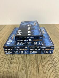 Federal Power-Shok .30-30 Win 150gr JSP FN, 3 Boxes (60 Rounds), MPN 3030A, Made in USA