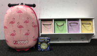 Little Girls Storage Shelf, Pink Flamingo Wheeled Suitcase, Super Stars illumaglow