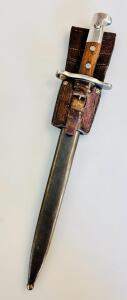 Swiss Model 1918 Bayonet Waffenfabrik Neuhausen with Scabbard and Leather Frog, SN 115183 (17" Overall Length)