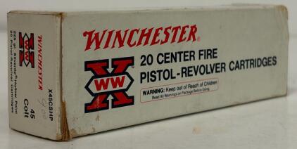 (1) Box Winchester X45CSHP .45 Colt 225gr Silvertip Hollow Point 20rd Pistol Ammo in Box