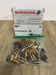9mm Luger Ammo Lot &ndash; Winchester JHP 115gr, Federal 115gr, Brass, ~140 Rounds, Factory US Made