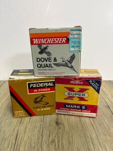 Vintage 20 Gauge Shotgun Shells&mdash;Winchester Dove & Quail, Federal Hi-Power, Western Super X, 25ct